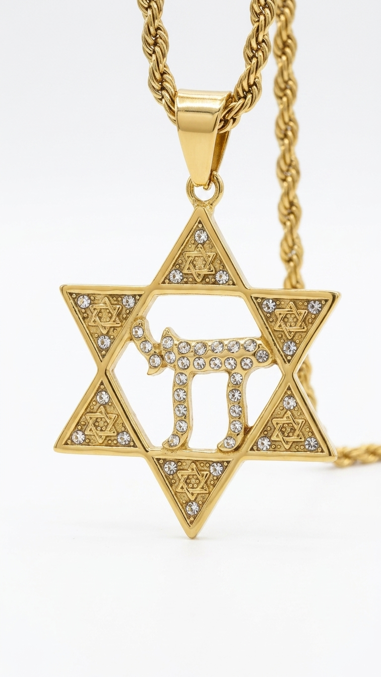 שרשרת תליון מגן דוד + חי  - המוצרים המיוחדים